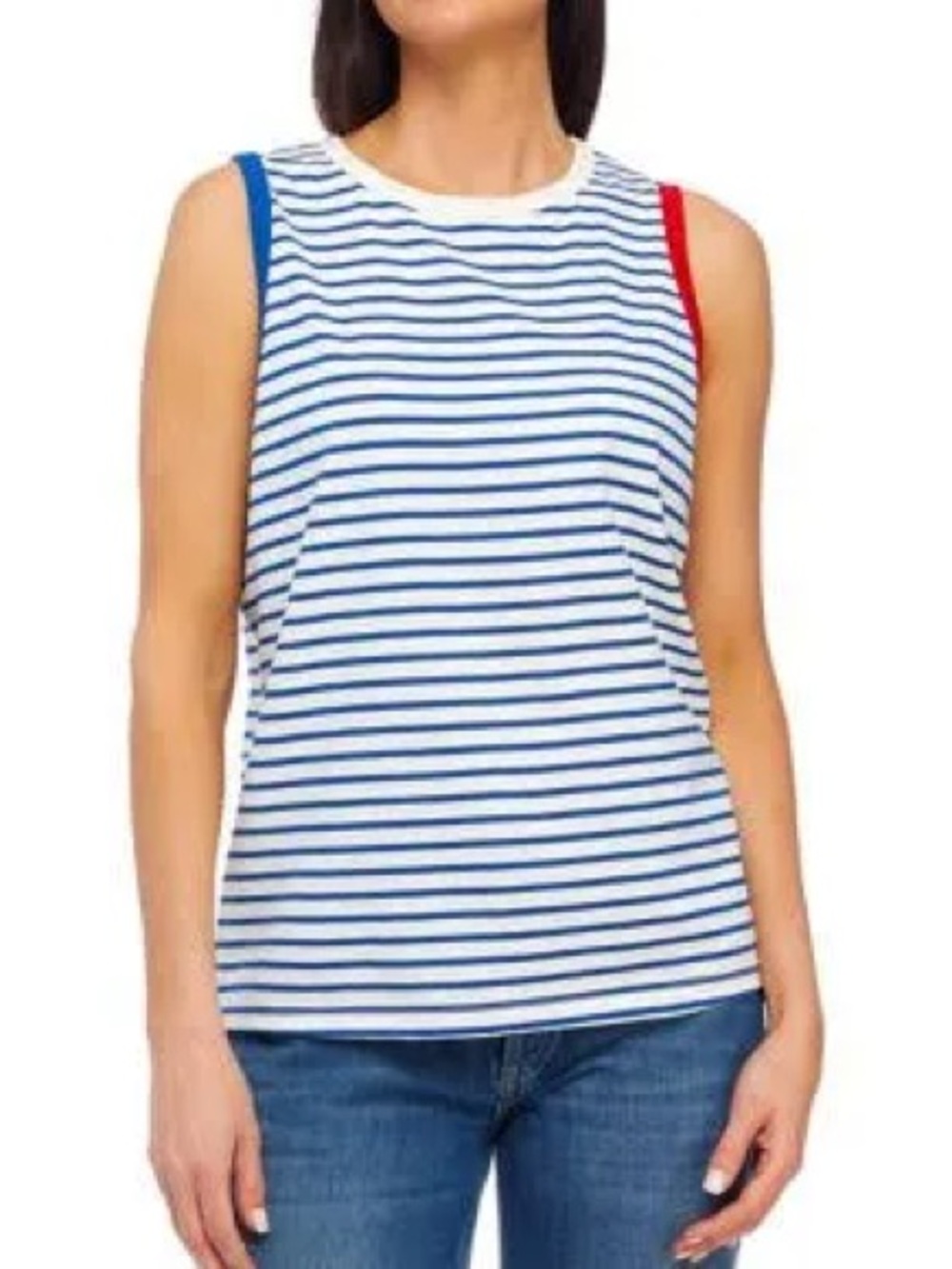 Philosophy Blue White Striped Americana Fourth of July Sleeveless Knit Tank Top